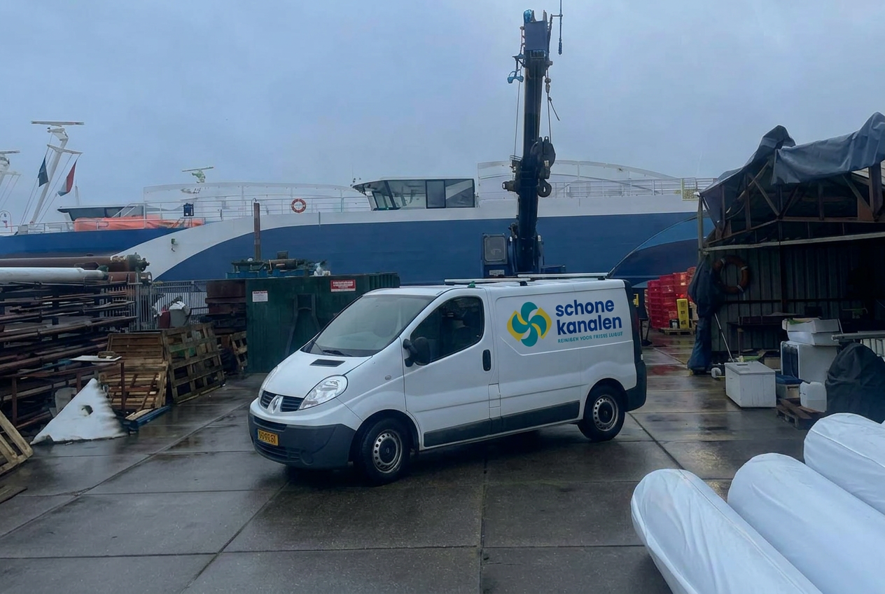 Servicebus op weg naar een reinigingsklus